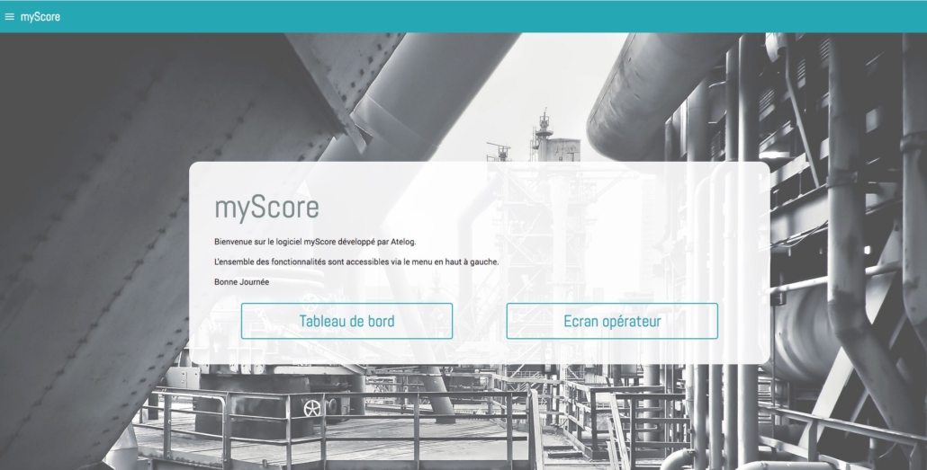 Ecran d'accueil MyScore Industrie